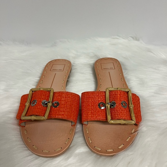 Dolce Vita Dasa Sandals In Orange Raffia Size 8.5 NWOB - Picture 6 of 10